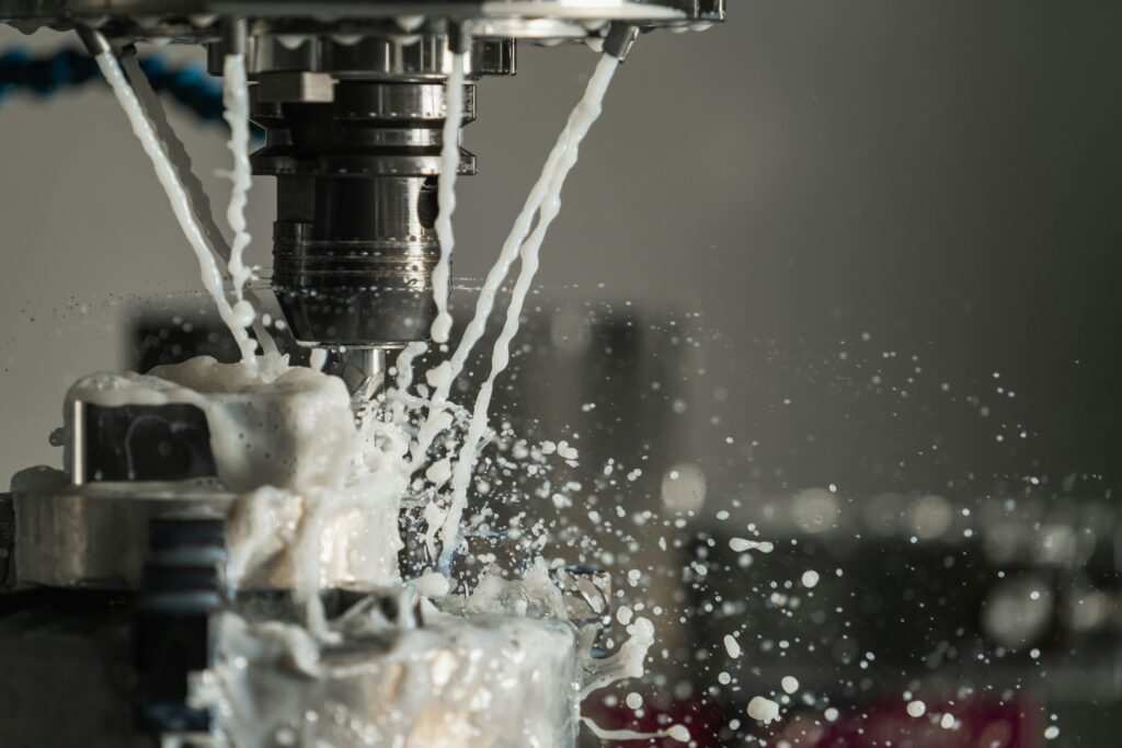 Close up of machine splashing milk